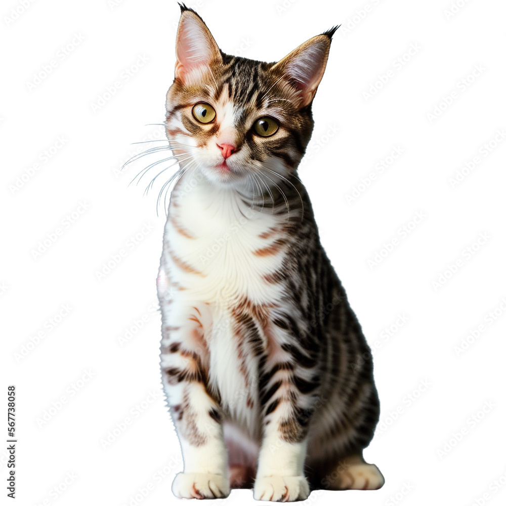 A curious American Shorthair Cat sitting idle