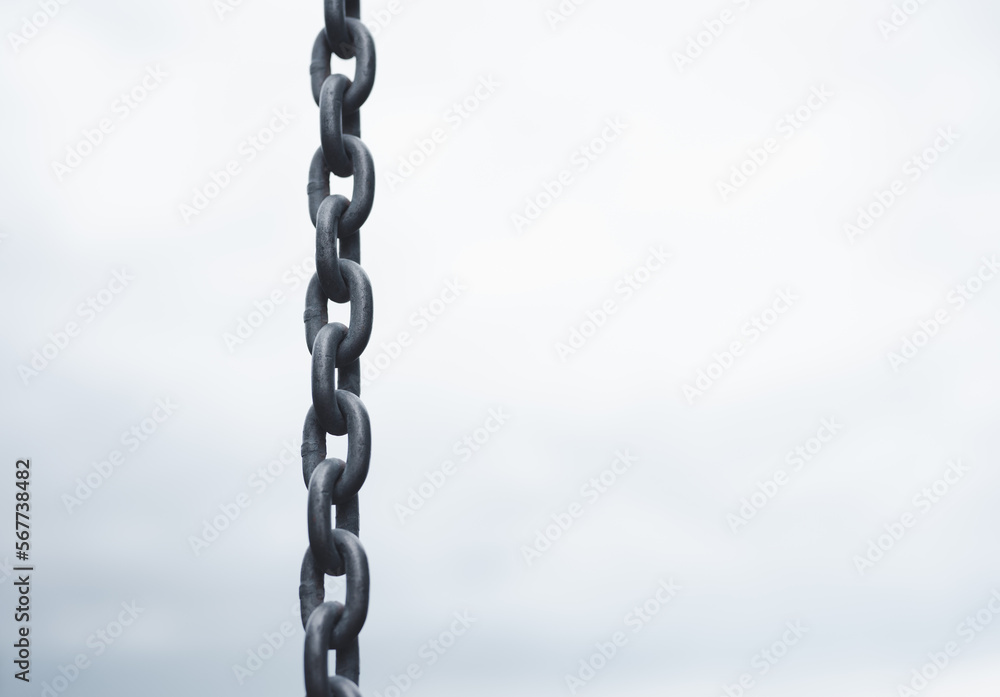 close up chain with clear sky background use for background copy space