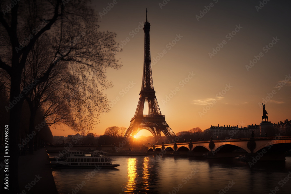 Obraz premium Tour Eiffel Paris France at Sunset