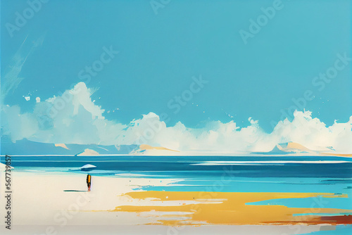 Minimalist painting of beach
