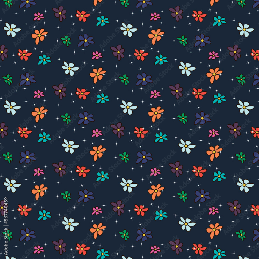 Pattern flovers and stars Pattern flovers and stars