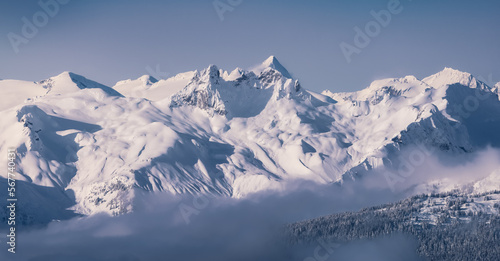 Snow and Cloud covered Canadian Nature Landscape Background. Winter Season in Whistler, British Columbia, Canada. From Blackcomb Mountain © edb3_16