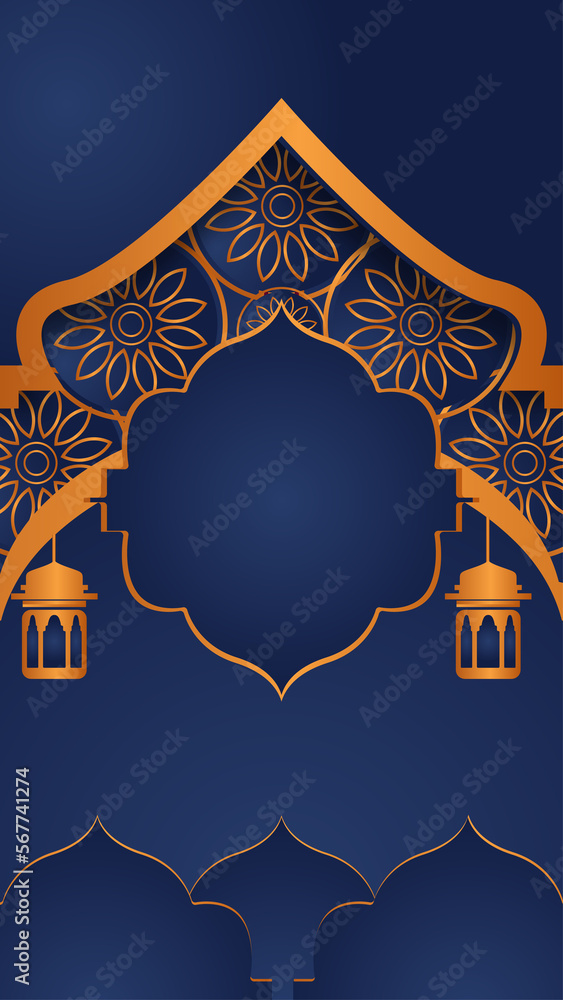a greeting card with a blue background with an abstract image and a gold chandelier decoration to celebrate Eid al-Fitr
a greeting card with a blue background with an abstract image and a gold chandelier decoration to celebrate Eid al-Fitr