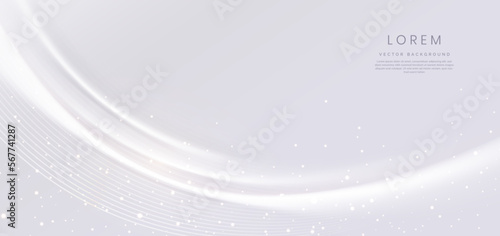 Luxury grey and white curved lines background with white lines and effect sparkle.