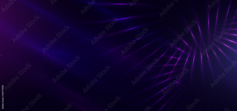 Abstract technology futuristic neon purple light lines on dark blue background with dust galaxy and copy space for text. Abstract technology futuristic neon purple light lines on dark blue background with dust galaxy and copy space for text.