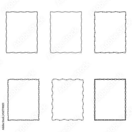 Hand drawn doodle skinny border, vector illustration