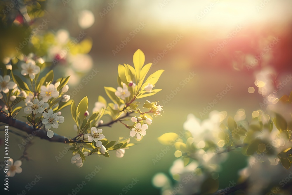 beautiful little white plum flowers blossoming, generative Ai