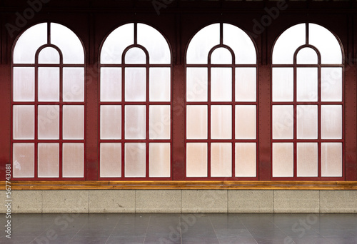 Old Diffused windows pattern with steel framing. seamless industrial pattern.