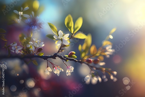 beautiful little white plum flowers blossoming, generative Ai