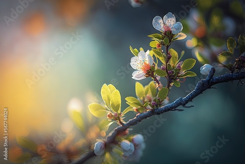  beautiful little white plum flowers blossoming, generative Ai
