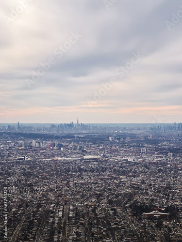 aerial view of new york city. downtown on a day with good weather. © jeanpierre