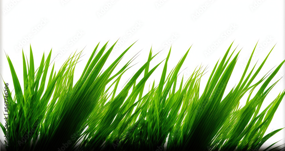 Obraz premium Close Up of Green Blades of Grass Against a White Background
