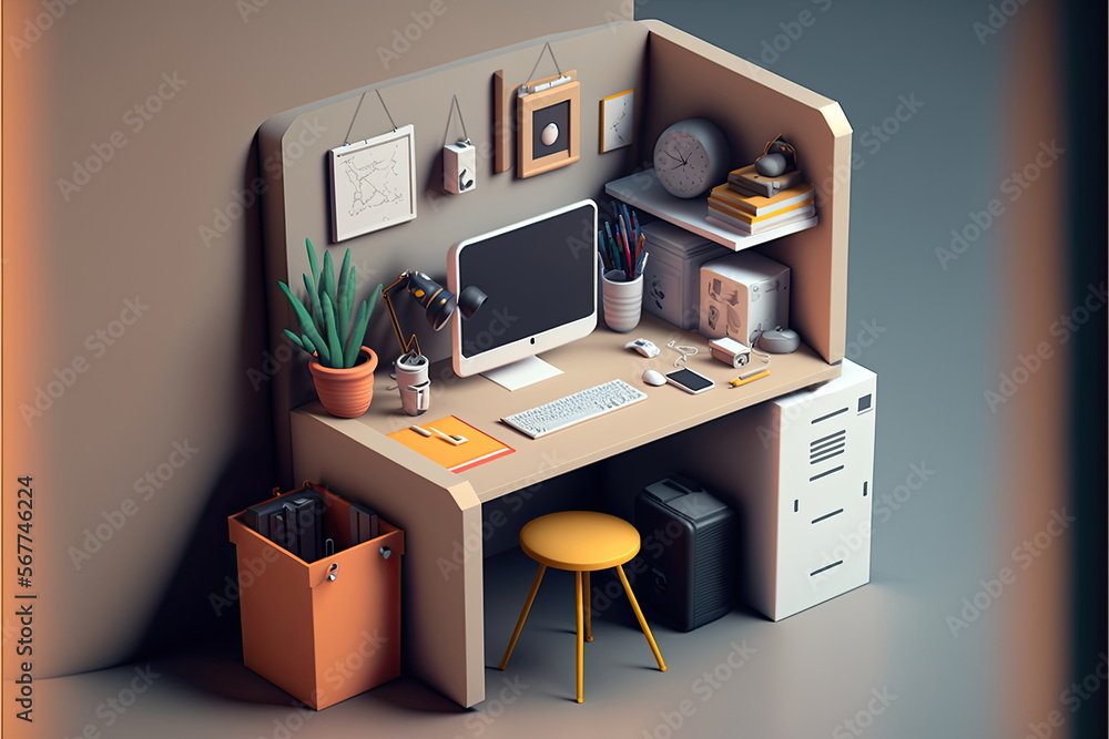 3d workspace, desk, Made by AI,Artificial intelligence