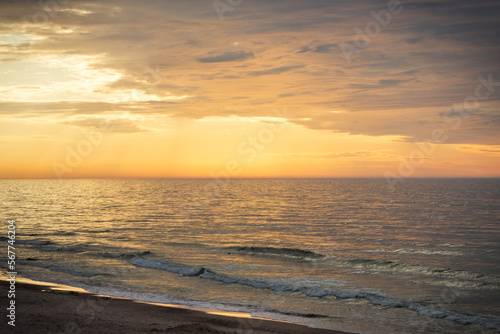 View on landscape of sunset at beach. Travel concept