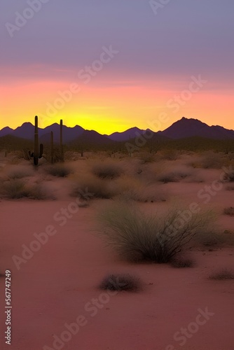 Sunset in the Sonoran Desert near - generative ai
