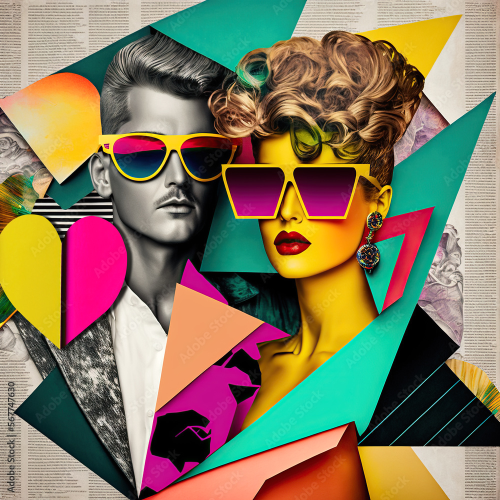 80s Retro Style Pop Art Collage Background Fashion Love And Disco 80s Retro Style Pop Art Collage Background Fashion Love And Disco