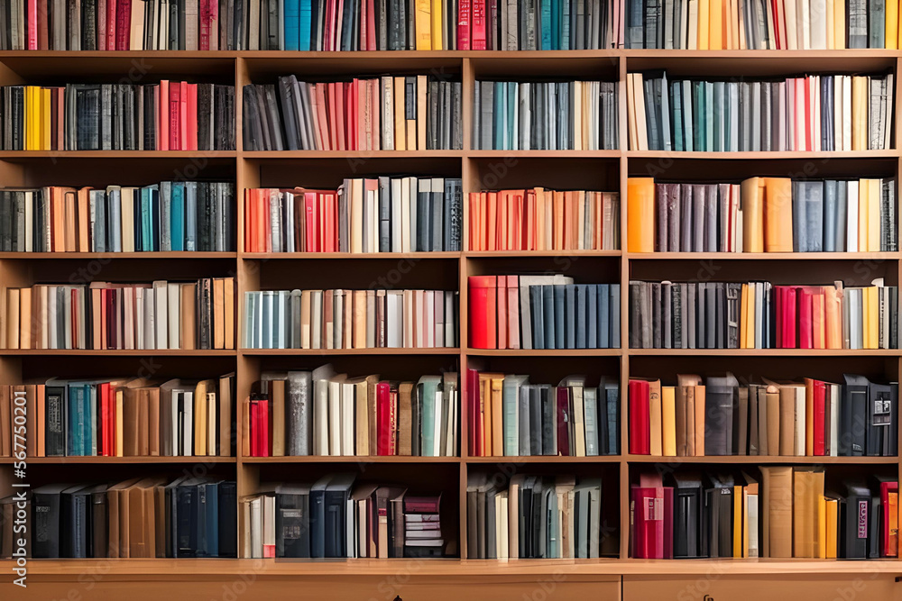 shelves. bookshelf. full bookshelf. AI generated. books. bookshelf concept. knowledge. knowledge concept. book collection. study. learning. shelves. bookshelf. full bookshelf. AI generated. books. bookshelf concept. knowledge. knowledge concept. book collection. study. learning.