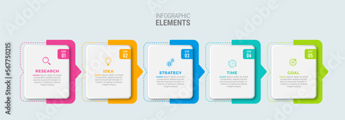 Business infographic template design icons 5 options or steps