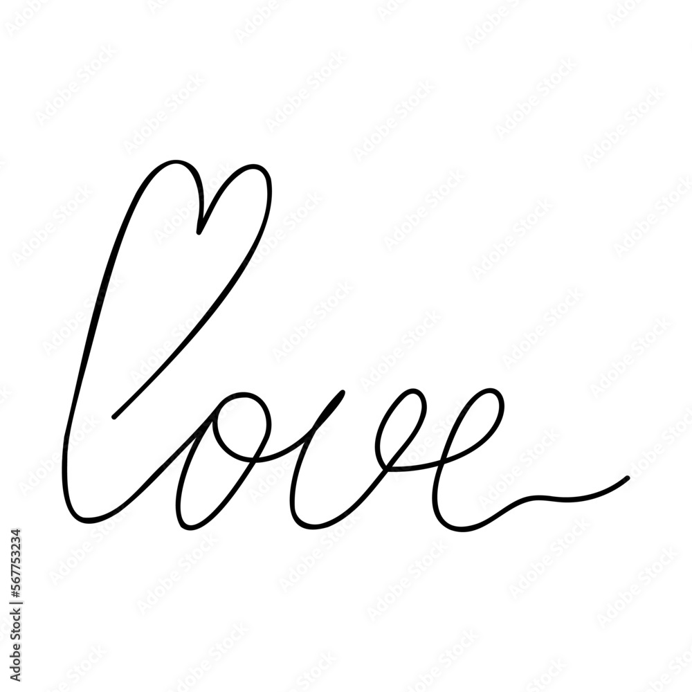 Vector image of a valentine in the style of a doodle. The inscription on Valentine's Day. A heart with an inscription about love Vector image of a valentine in the style of a doodle. The inscription on Valentine's Day. A heart with an inscription about love
