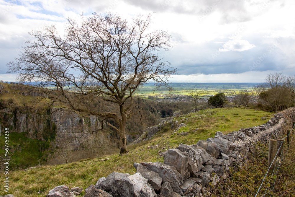Cheddar Gorge the village of Cheddar, Somerset, England