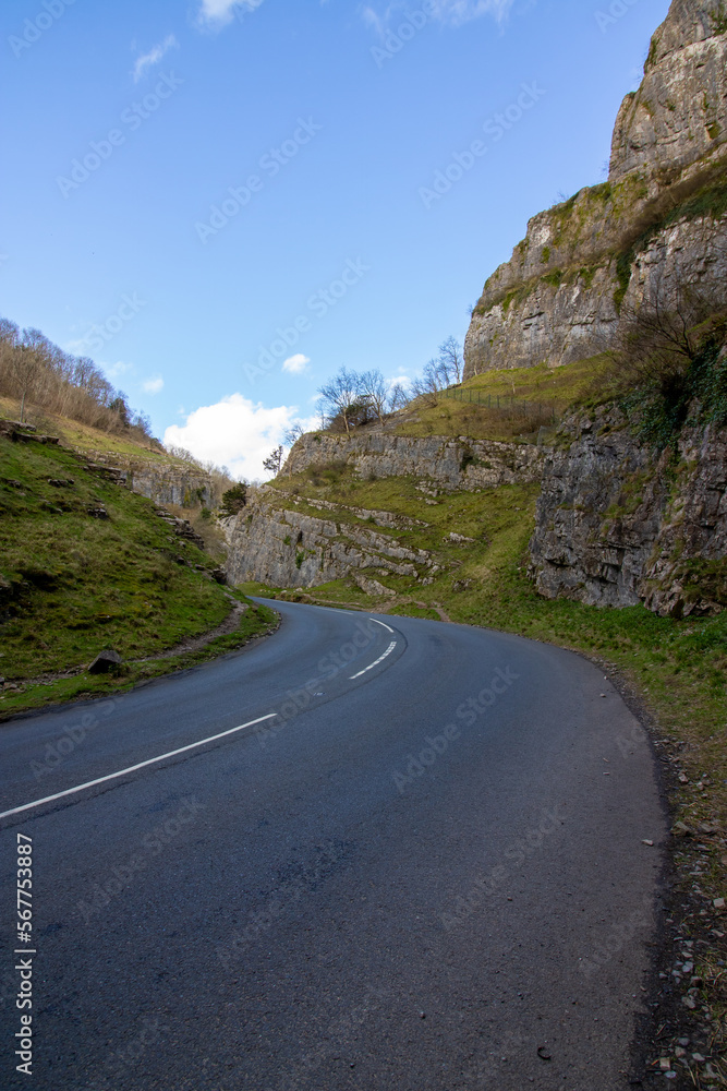 Cheddar Gorge the village of Cheddar, Somerset, England