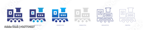 Passenger train icon set full style. Solid, disable, gradient, duotone, regular, thin. Vector illustration and transparent icon.