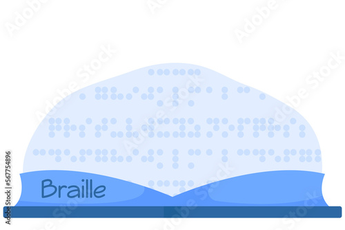 Book written in braille, clipart unfolded book, vector