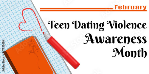 Teen Dating Violence Awareness Month, horizontal design on a socially significant topic