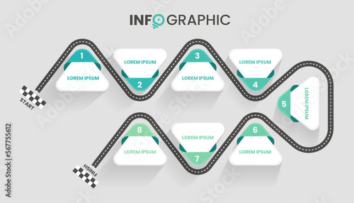 Timeline Infographic Template with Road Illustration for Your Business Data Visualization