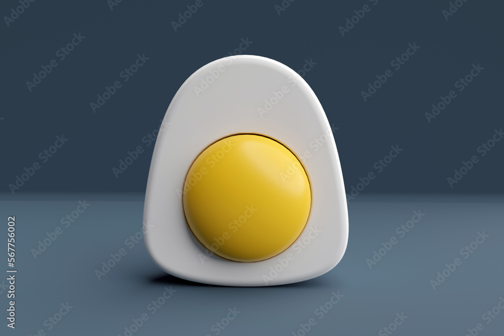 half boiled egg in 3d render design.