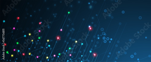Quantum processing. Deep learning artificial intelligence. Future new technology  for business or science presentation