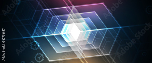 Quantum processing. Deep learning artificial intelligence. Future new technology  for business or science presentation
