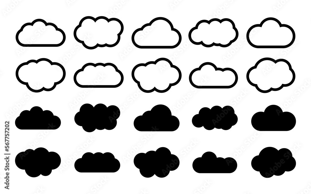 Cloud vector icon for any purposes. Linear sing with black cloud on white background. Cloud vector icon for any purposes. Linear sing with black cloud on white background.