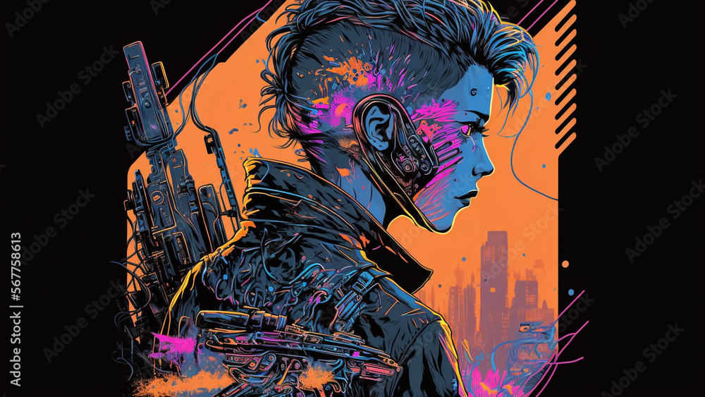 Obraz premium cyberpunk inspired art 4k wallpaper