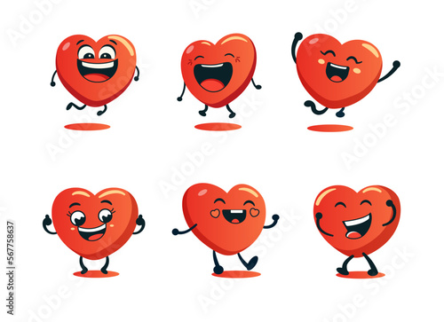 Valentine's set of heart smiles