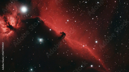 A real picture of the Horsehead nebula which is out of oxygen and hydrogen in the galaxy Milky Way in the universe located 1500 light years away from earth. This is a real picture captured by me.