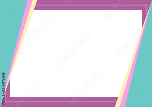 Violet, pink, green, yellow background color with stripe line shape. Suitable for social media post and web internet ads. Template layout. Frame, boarder for text, picture, advertisement. Empty space 