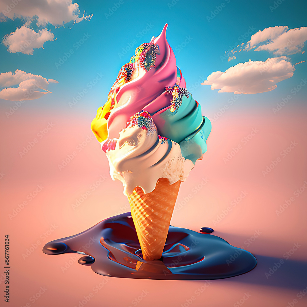 Ice Cream Cone On The Sky Background Created With Generative AI 1000 F 567761034 T73zMzCrli7J56PdNbSRYTBDhK9V4kIQ