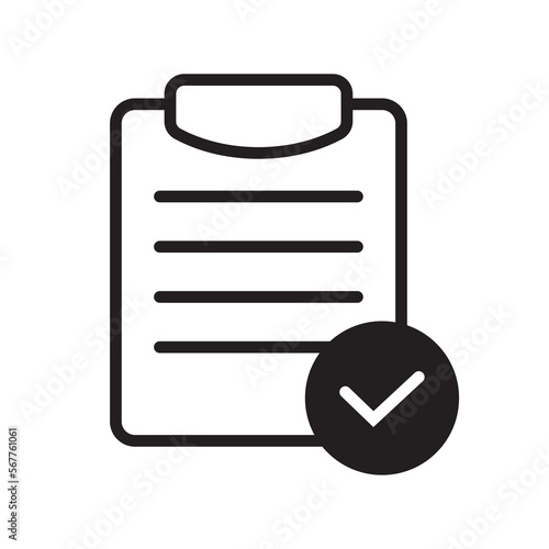 List confirmation icon in line style. Confirm list, check list, approve form icon.