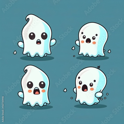 cartoon ghosts set