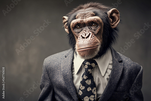 Charismatic Chimpanzee: A Portrait of Playfulness and Intelligence. Generative AI
