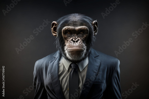 Charismatic Chimpanzee  A Portrait of Playfulness and Intelligence. Generative AI