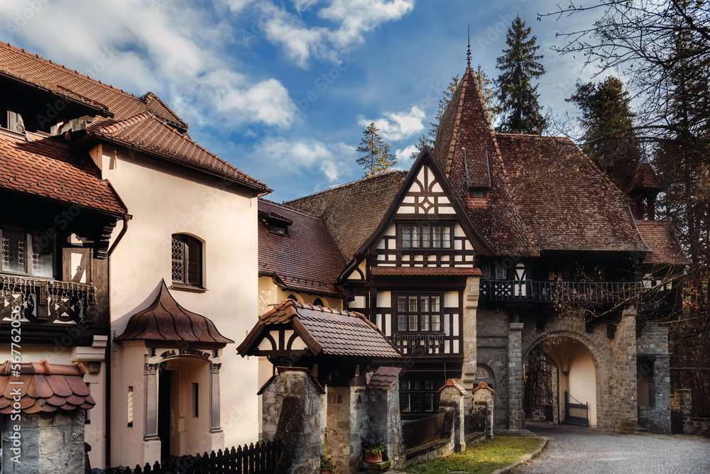 Peles Castle Touristic Complex La Tunuri Closeup Peles Castle Touristic Complex La Tunuri Closeup