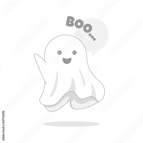 still empty page with cute ghost concept illustration flat design vector icon