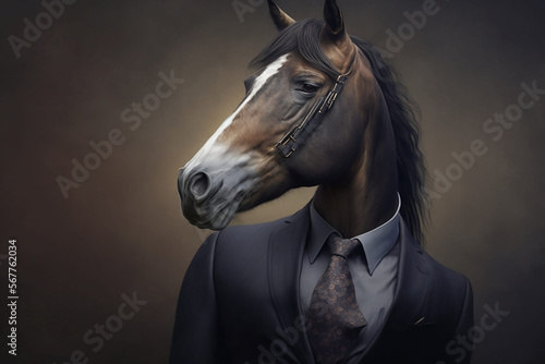 Horse in a Vest: The Galloping Steed Ready for the Corporate World. Generative AI © ShadowHero