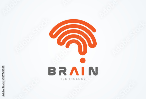 Brain Logo, modern brain logo with line style, flat design logo template element, vector illustration
