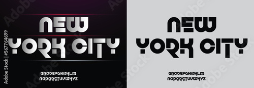 New York City, Graphic Design, Game Sport Movie Alphabet Font. Typography modern regular style font for technology, digital, logo design. vector illustration