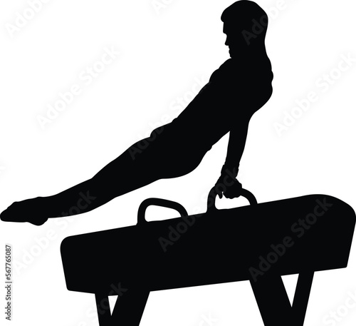 pomme horse male gymnast in gymnastics black silhouette