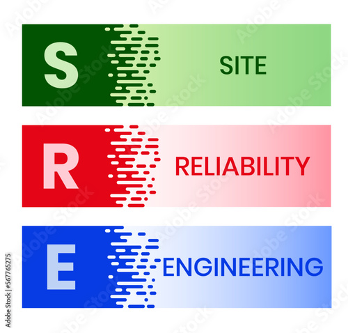 SRE - Site Reliability Engineering acronym. business concept background. vector illustration concept with keywords and icons. lettering illustration with icons for web banner, flyer, landing page