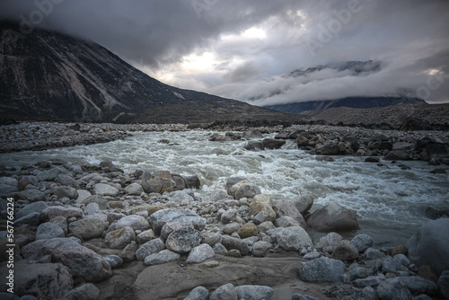 Wild Weasel river in remote arctic valley at Akshayuk Pass, Baffin Island, Canada